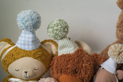 Stuffed Animal Party Hats – Set of 5 Soft Rainbow Gingham & Stripes