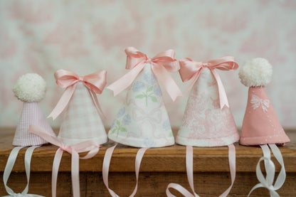 Stuffed Animal Party Hats – Set of 5 Grandmillennial Toile and Seersucker Hats