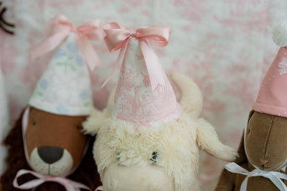 Stuffed Animal Party Hats – Set of 5 Grandmillennial Toile and Seersucker Hats