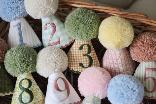 Monthly Milestone Mini Party Hat Set - 12 First Year Birthday Hats