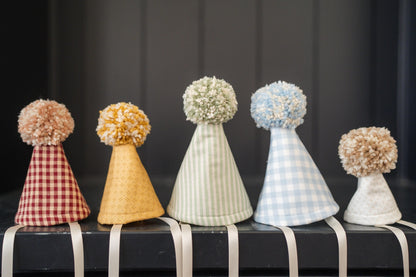Stuffed Animal Party Hats – Set of 5 Soft Rainbow Gingham & Stripes