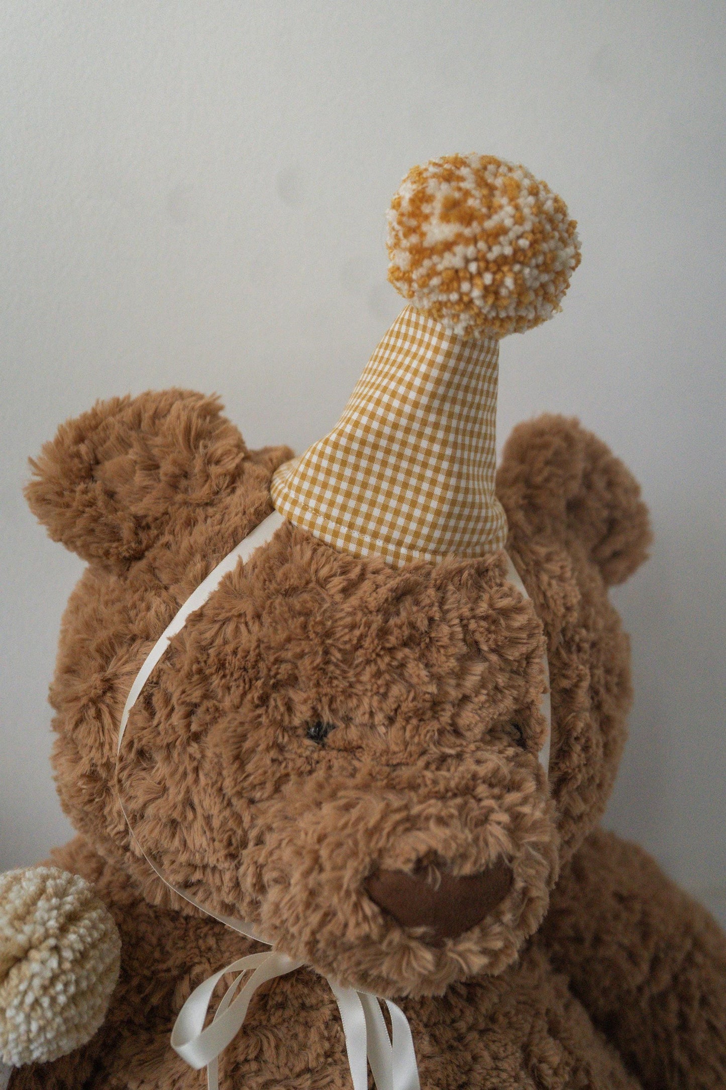 Stuffed Animal Party Hats – Set of 5 Soft Rainbow Gingham & Stripes