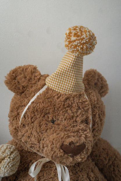 Stuffed Animal Party Hats – Set of 5 Soft Rainbow Gingham & Stripes