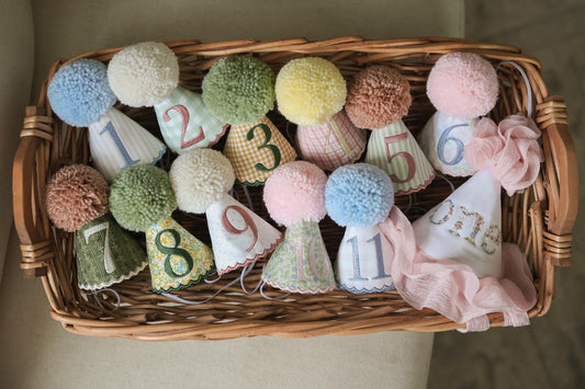 PRE- ORDER**** Monthly Milestone Mini Party Hat Set - 12 First Year Birthday Hats