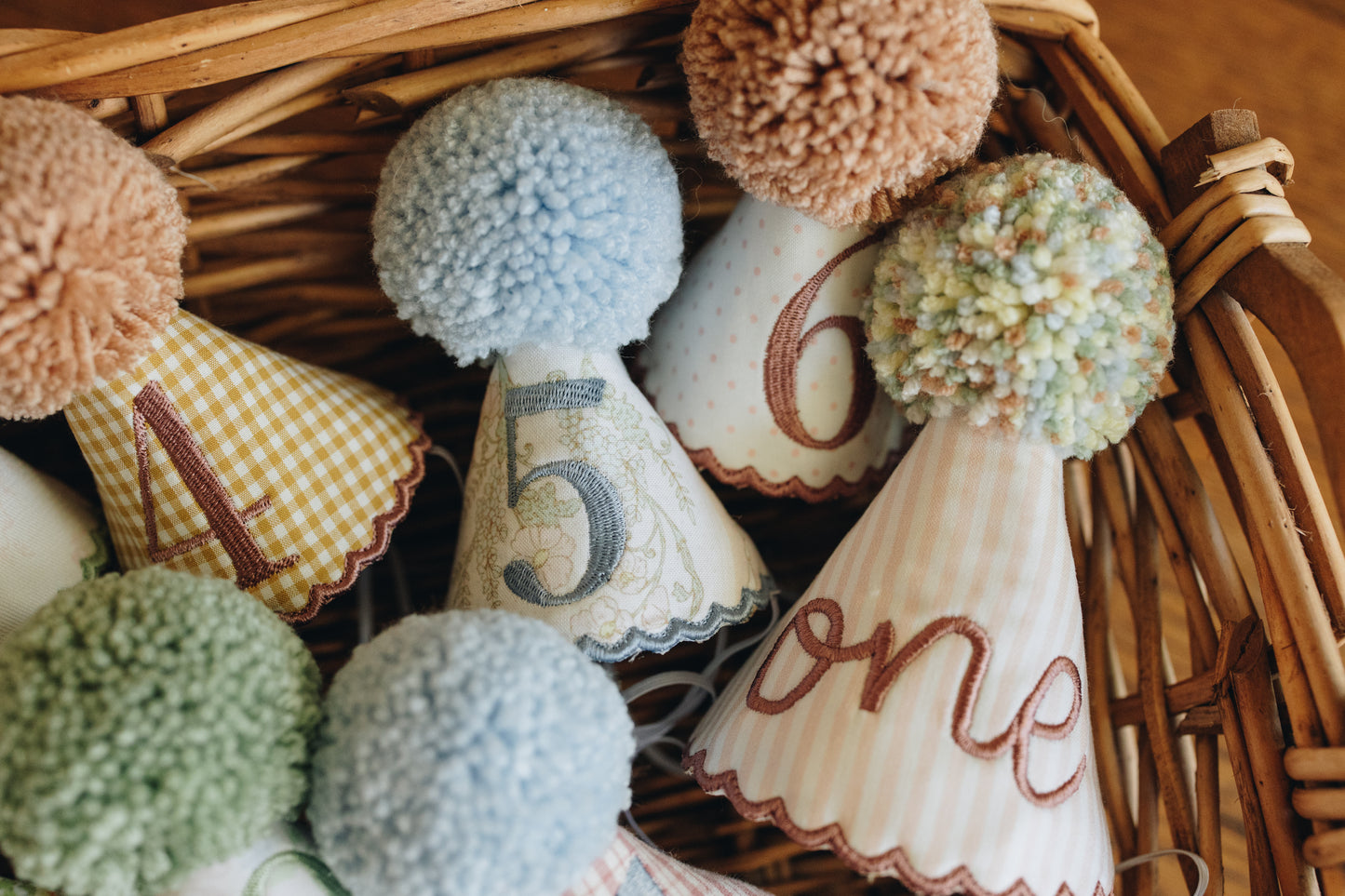 Monthly Milestone Mini Party Hat Set - 12 First Year Birthday Hats