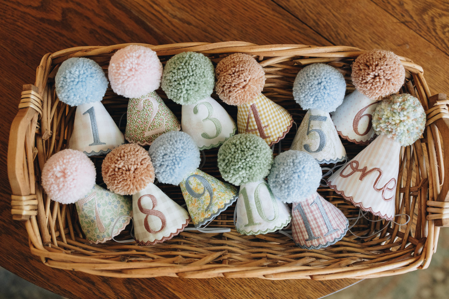 Monthly Milestone Mini Party Hat Set - 12 First Year Birthday Hats